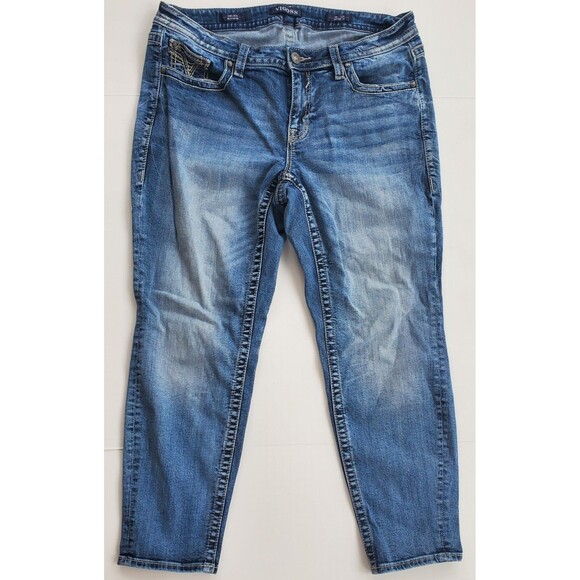 Vigoss Chelsea Boyfriend Womens Jeans Size 13/14 (36x27) Embroidered Distressed - Picture 2 of 12